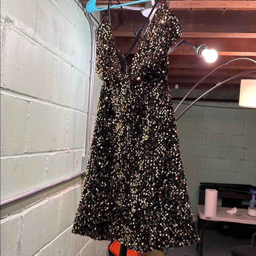 Sequin Black and Gold Dress